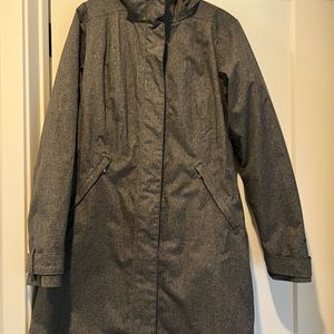 Women’s medium Patagonia Vosque, three in one parka, gray and purple